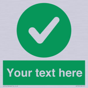 Custom green background, green circle with tick